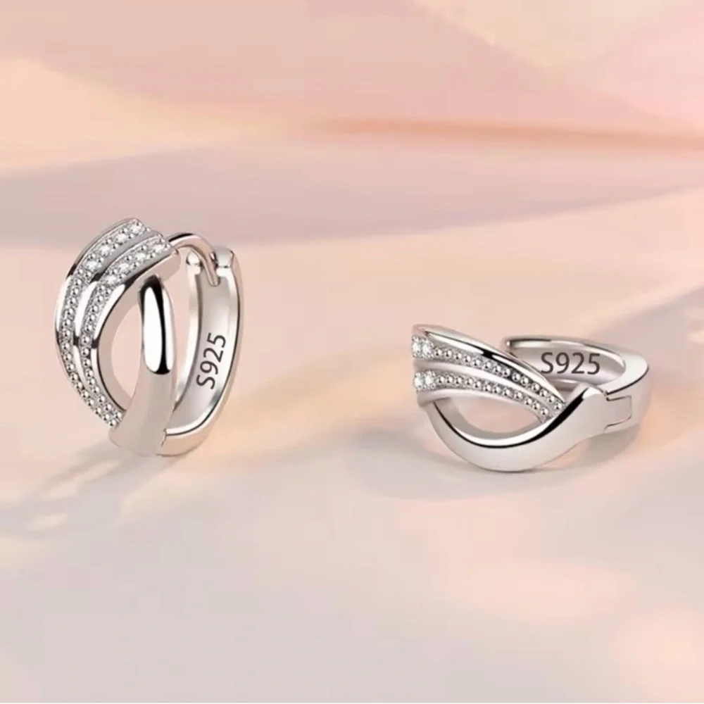 925 sterling Silver Hoop Earrings - Picture 2 of 5